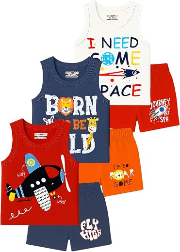 Kuchipoo Boys Regular Fit Cotton T-Shirts and Shorts Set