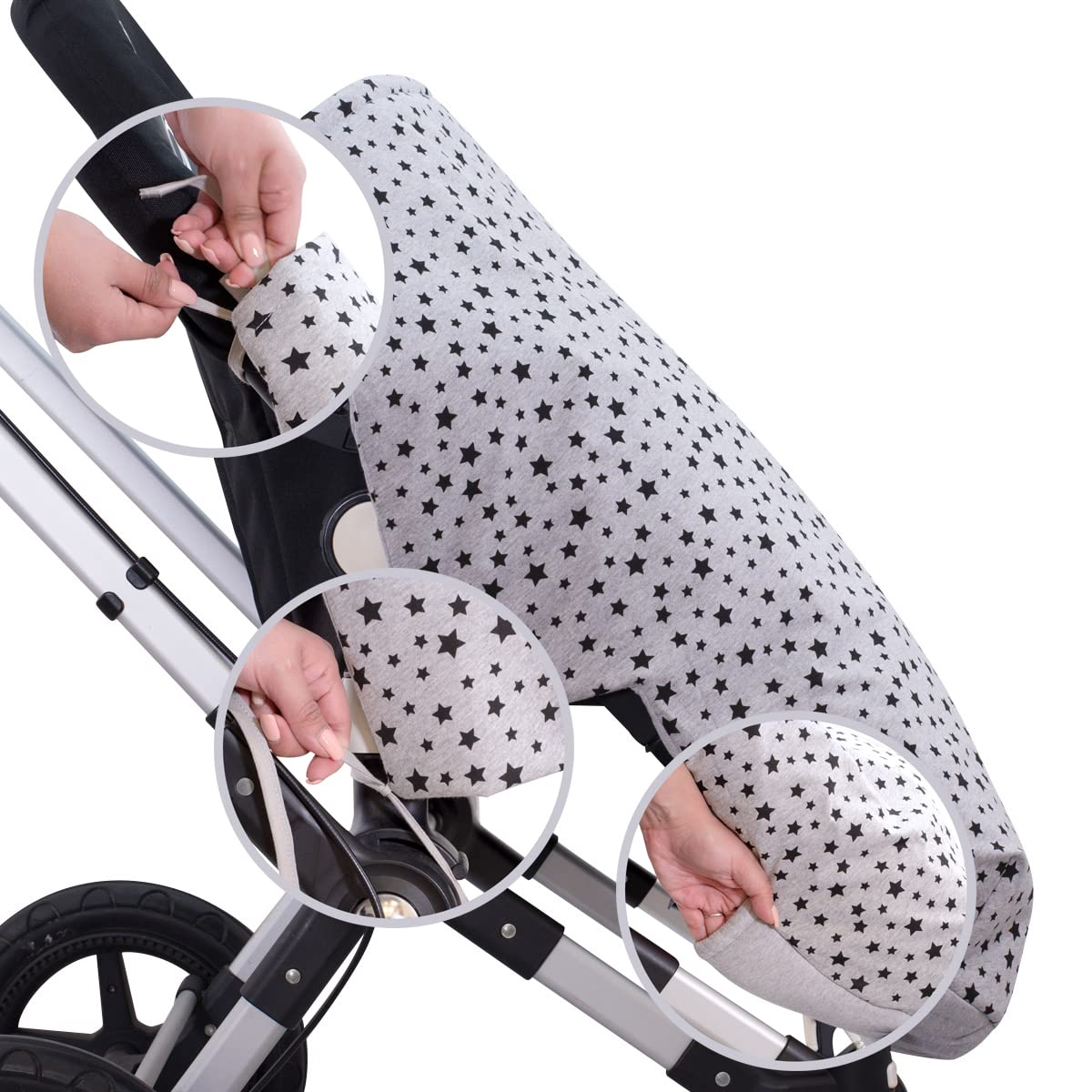 JYOKO KIDS Sacco Coperta per Bambino copri piedi per passeggino, Cotone Primavera/Mezza stagione (80 Cm, BLACK STAR)