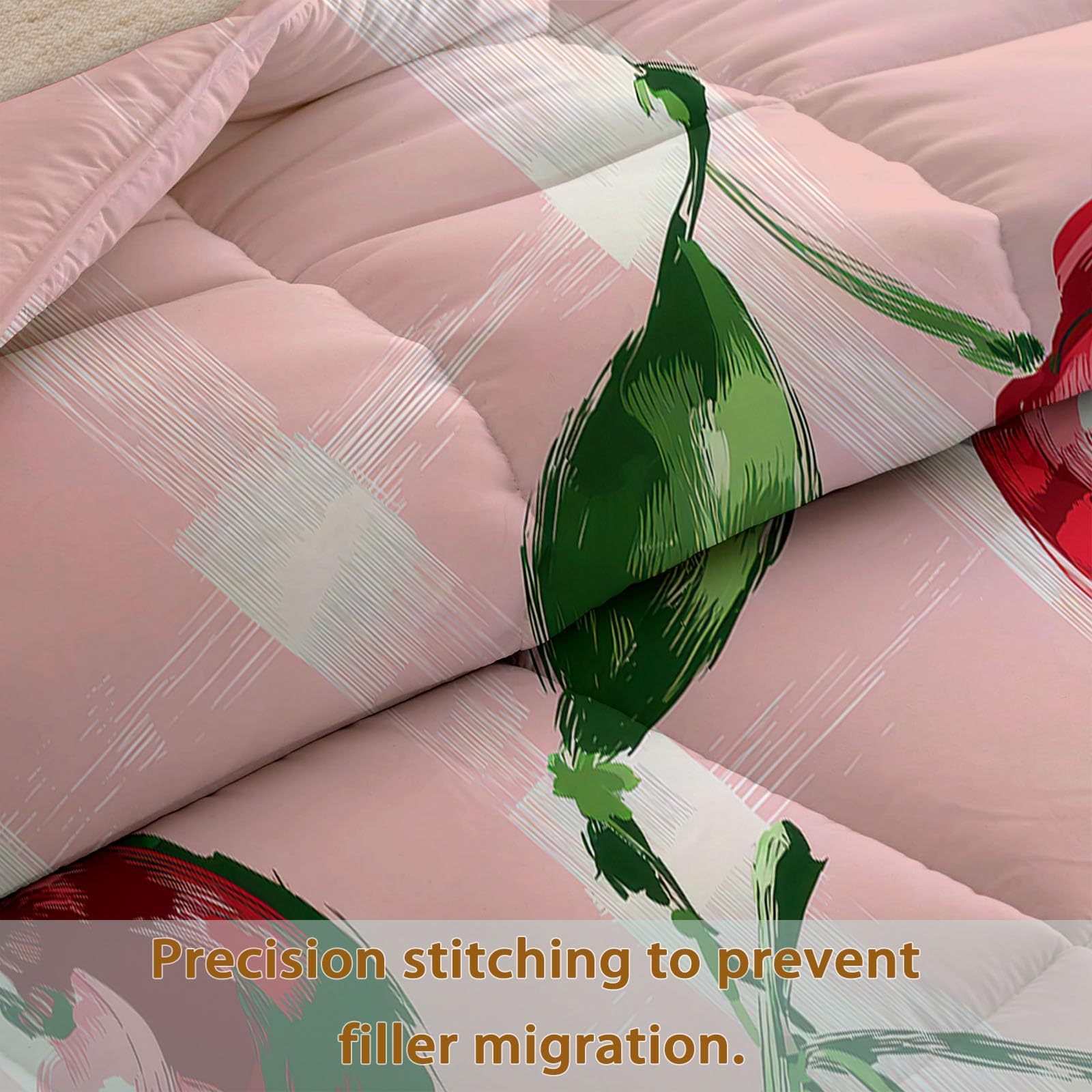 Trapunta reversibile rosa chiaro senza rivestimento, 180 x 200 cm, 4 stagioni, stile retrò, a quadretti, lavabile, per tutto l'anno, leggera e morbida, con 2 federe da 80 x 80 cm