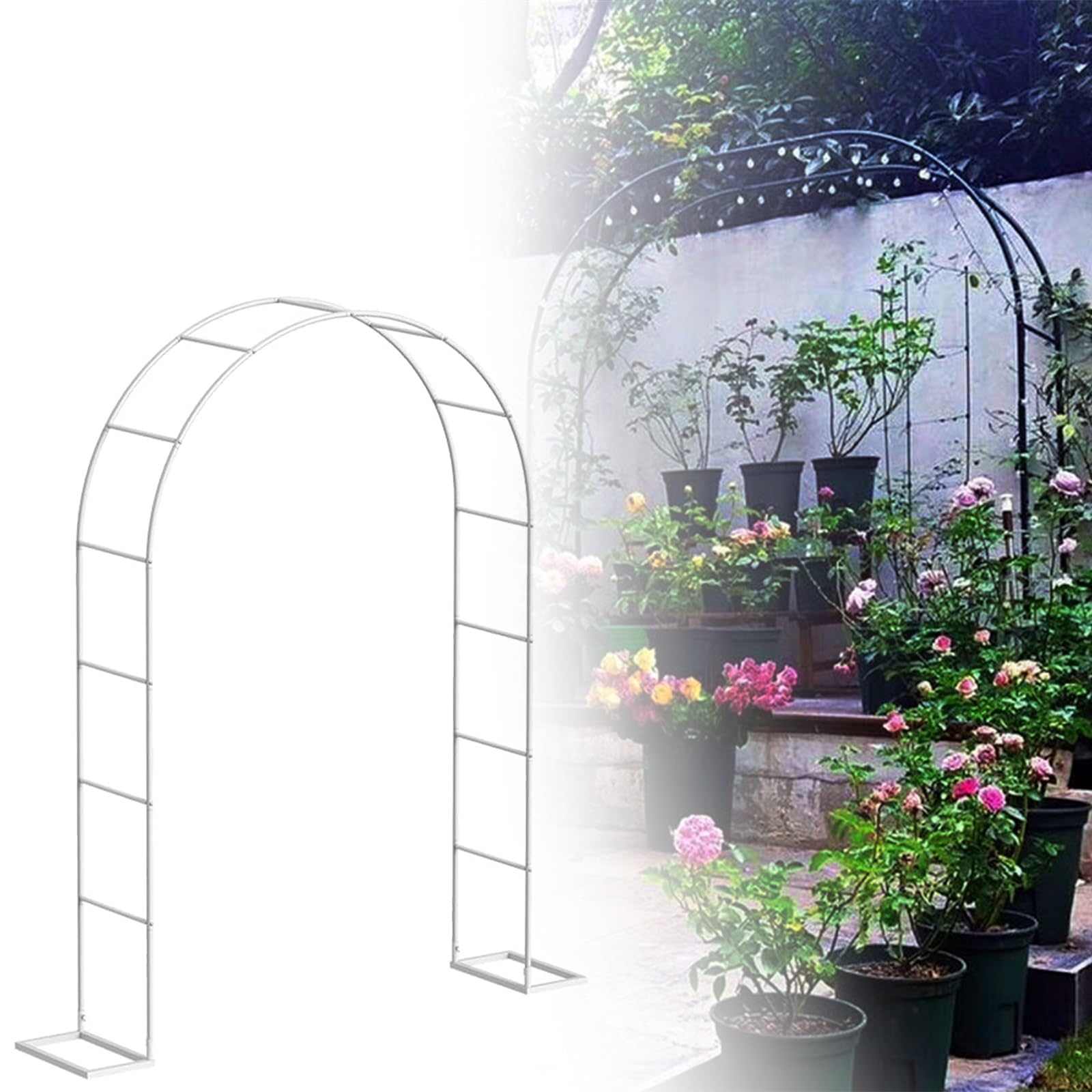 Arche blanche pour plantes grimpantes afin de tuteurer le potager