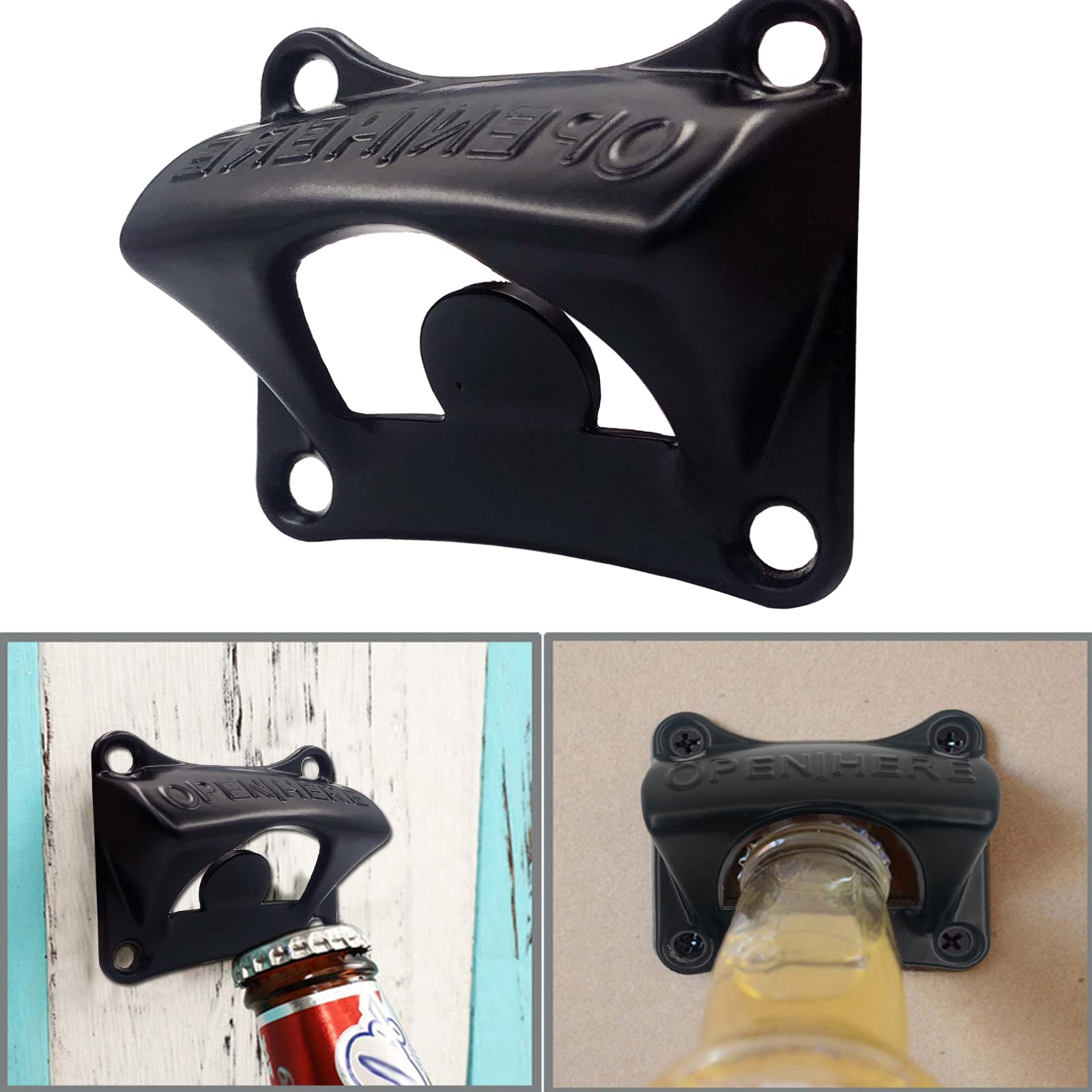 2 PCS Décapsuleur Bière Mural THATSRAD Avec Boîte Récupératrice - Ouvre Bouteille Murale Vintage