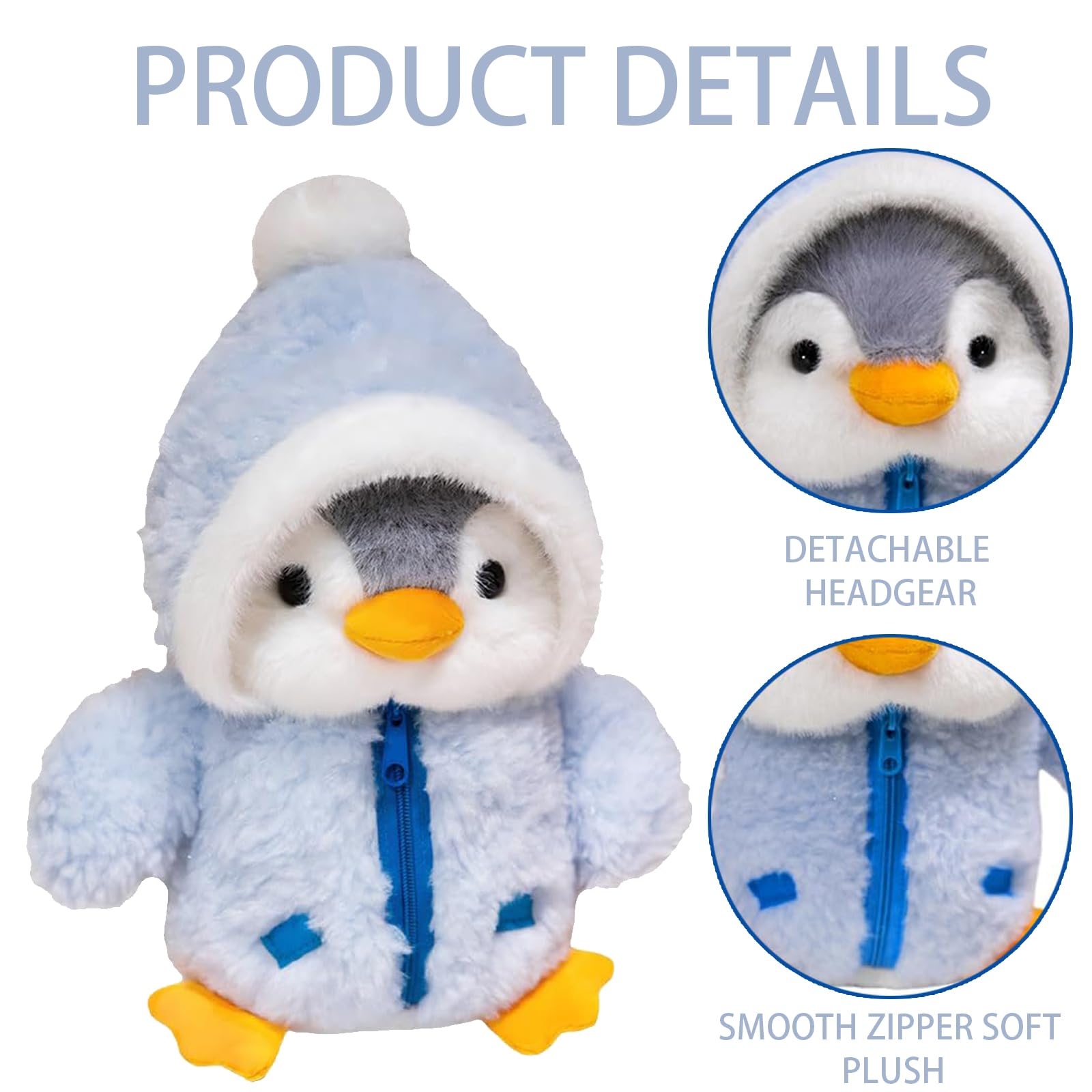 KxrTpx Penguin Teddy, Blue Plush Penguin Toy 25cm, Stuffed Animal with Soft PP Cotton Filling - Image 3