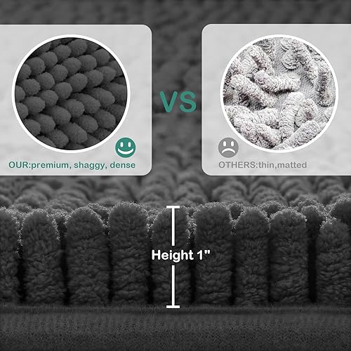 Miniatura 3 de HOMEIDEAS - Juego de tapetes para baño (2 piezas), de felpilla suave, absorbente, peluda, antideslizante, para baño, tina y ducha. Se pueden lavar a