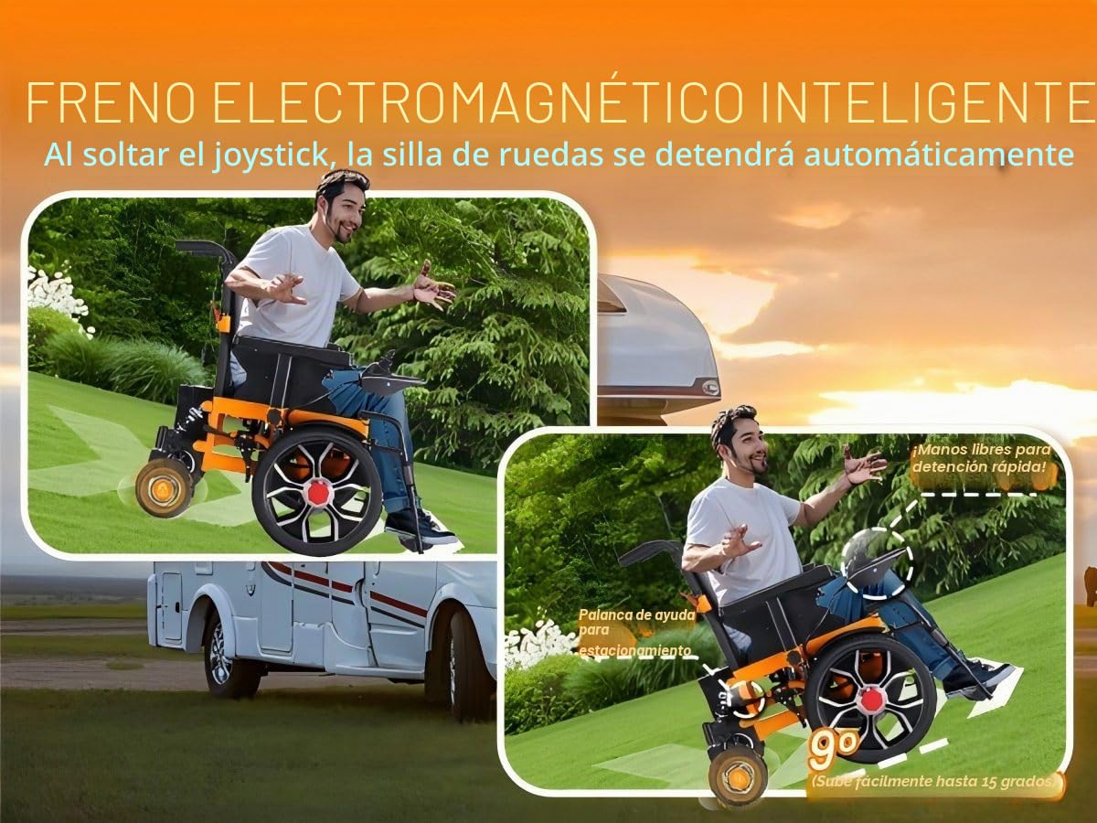 Silla de ruedas eléctrica de 40 cm con rueda delantera grande para adultos, 50 cm de ancho de asiento para todo terreno, silla de ruedas motorizada plegable de 500 W, 150 kg, control trasero incluido