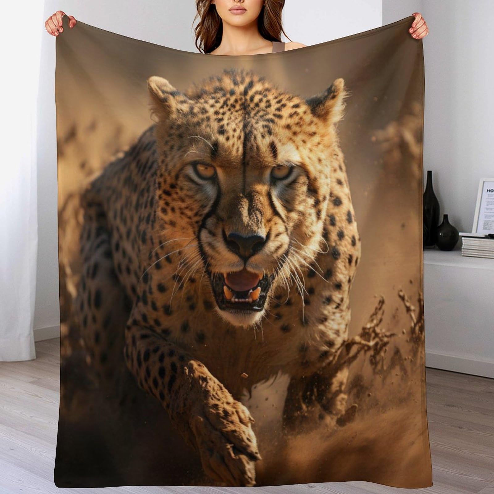 Couverture polaire léopard duveteuse en flannel haut de gamme