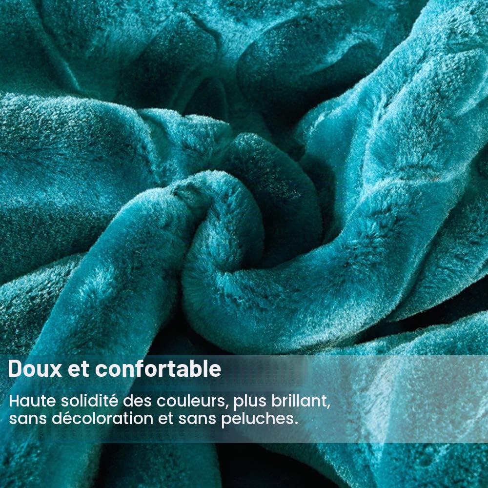 JML Couverture Polaire en Vison coréen pour très Grand lit, 215,9 x 241,3 cm, 4,1 kg, Douce, Chaude et épaisse, Couverture Raschel pour l'automne et l'hiver, Bleu Sarcelle