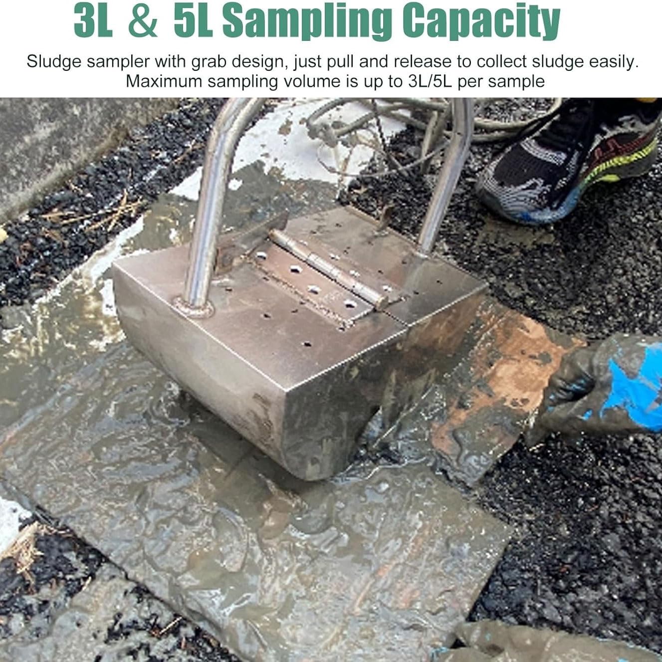 Campionatore di fanghi, benna a benna in acciaio inox, efficiente strumento di campionamento del fango e del fondo del lago con uscita per test ambientali su fiumi, stagni e laghi