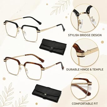 2 Pairs Vision Sync Multifocal Glasses, Auto Focus Glasses, Ideal for Daily Use at Home and Office, For People Seeking Convenient Vision Correction, Black Gold and Brown