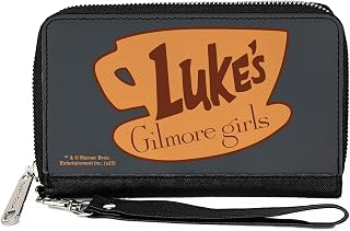 Warner Bros. Entertainment Inc. Wallet, Zip Around, Gilmore Girls Lukes Coffee Cup Icon Gray Browns, Vegan Leather