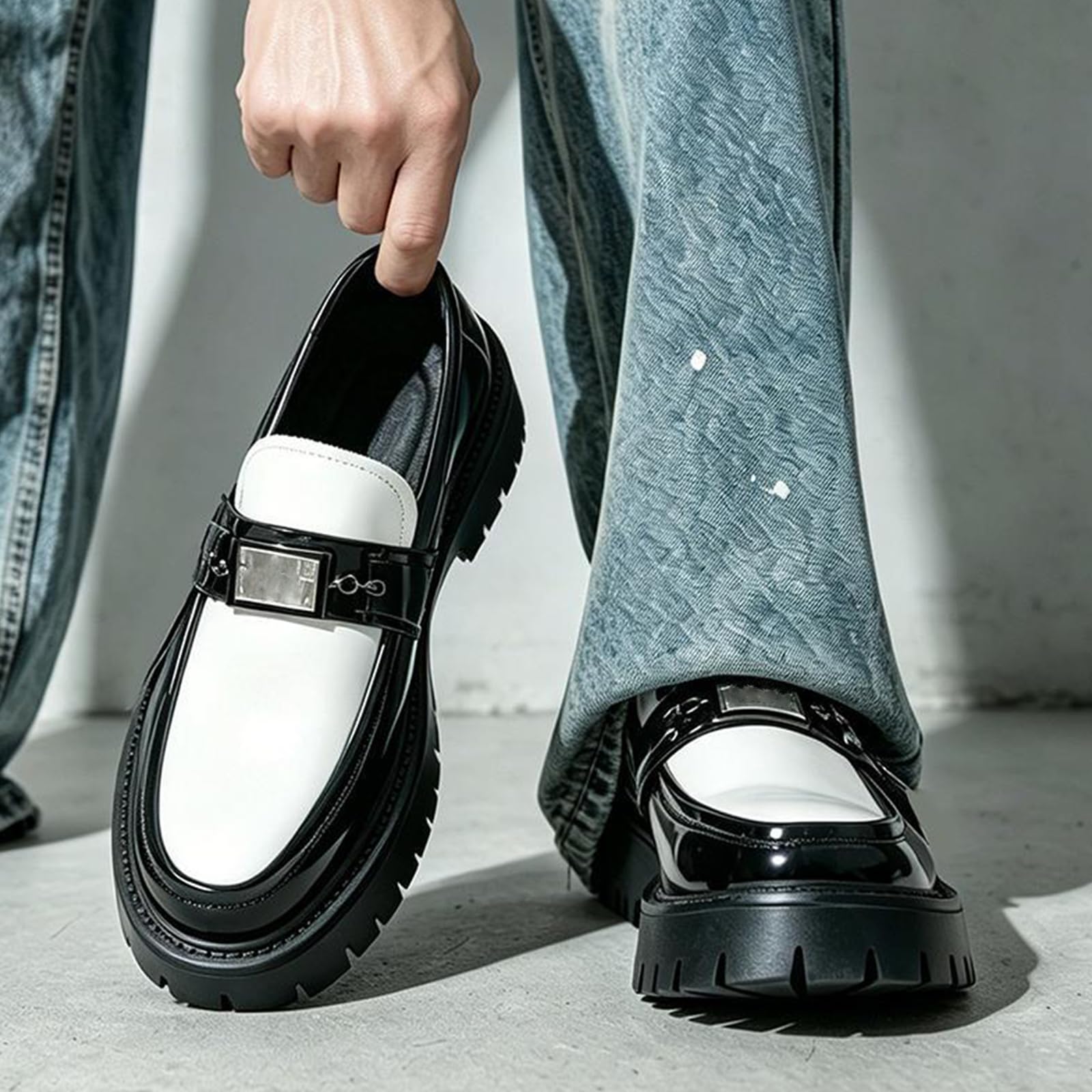 Mocassini Plateau Uomo Scarpe Eleganti Slip-On Comodi
