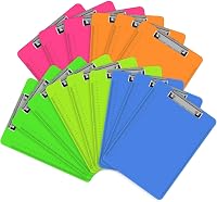 HERKKA 15-Pack Plastic Clipboards Assorted Colors Low Profile A4/Letter Size with Rulers & Hanging Loop
