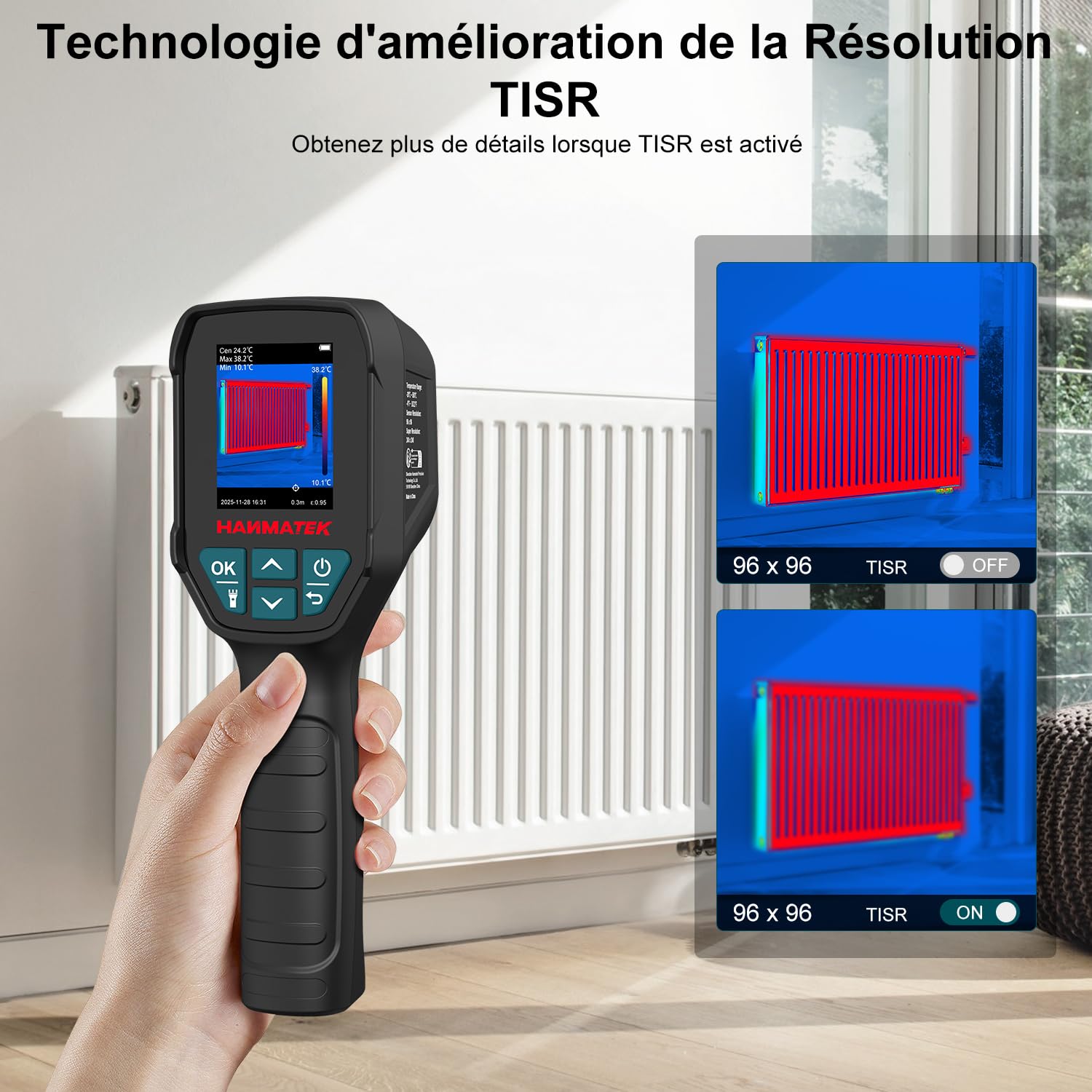 HANMATEK Caméra thermique Ti240 Outil d'imagerie pour anomalies de température et caméra thermique de chasse avec résolution de 240 x 240 pixels, plage de température de -68 °F à +752 °F, rechargeable