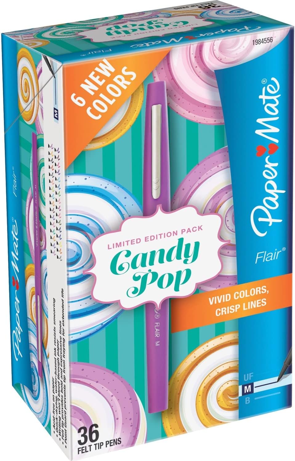 Paper Mate 1984556 Flair Candy Pop Stick Porous Point Pen, 0.7mm, Assorted Ink/Barrel, 36/Pack