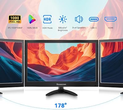 PC Touchscreen Monitor 15.6inch Portable Touch Screen HDR 1080 with Speaker