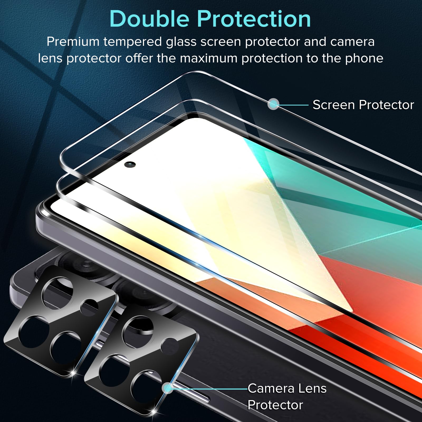 IVoler Panzerglas Für Xiaomi Redmi Note 14 5G – 2x Display + 2x Kameraschutz, 9H Härte, Blasenfrei, Hüllenkompatibel