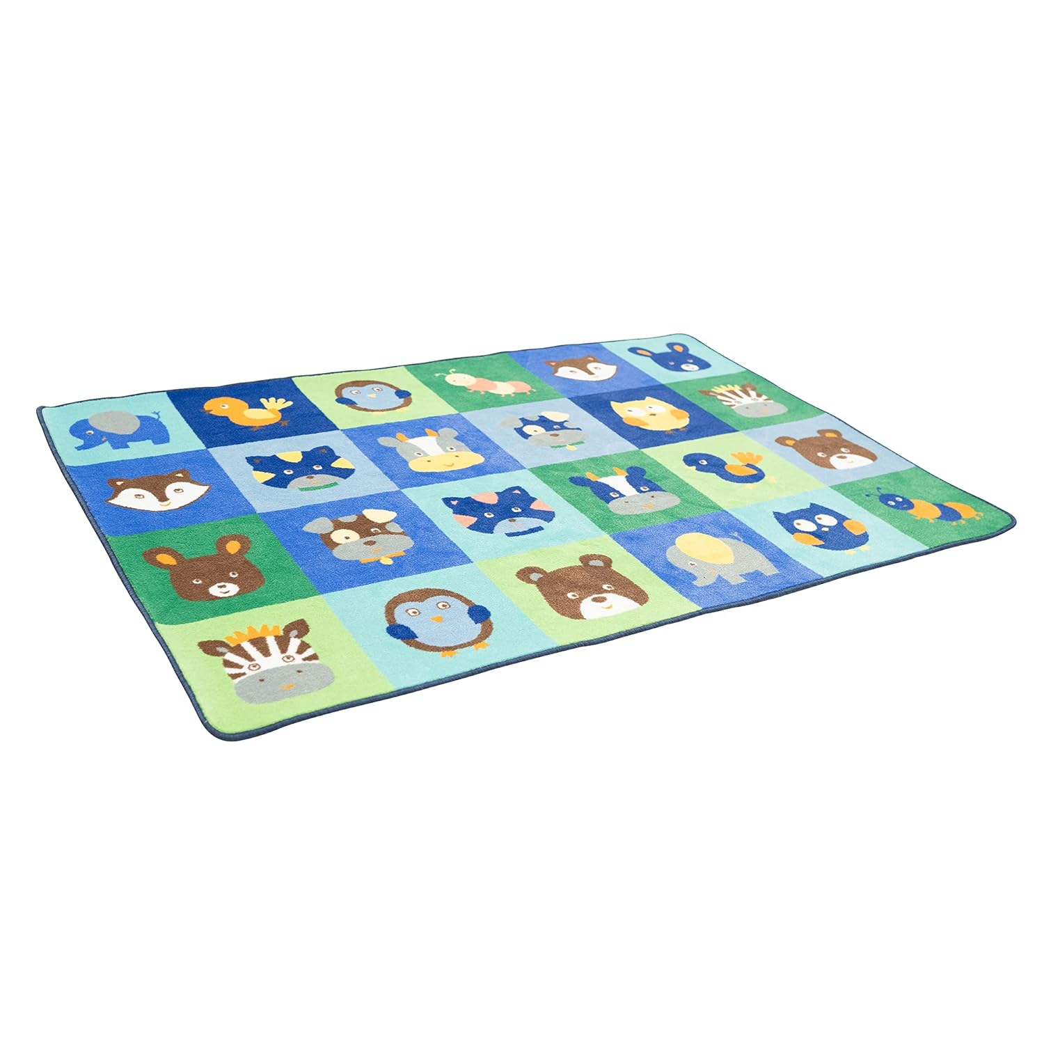 Blасk Frіdау - 80% оƒƒ Children's Factory Baby Animals Grid, Value Size, 48x72, CPR3142, Contemporary, Kids Rug for Daycare or Classroom, Baby and Toddler Playroom Décor, Aqua, Sky Blue, Blue, Green Contemporary