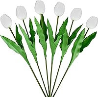 Vista 28 de Mandy's - 20 flores artificiales de seda de tulipán azul claro de 13.5 pulgadas para Año Nuevo, primavera, Día de la Madre, Pascua, Día de San