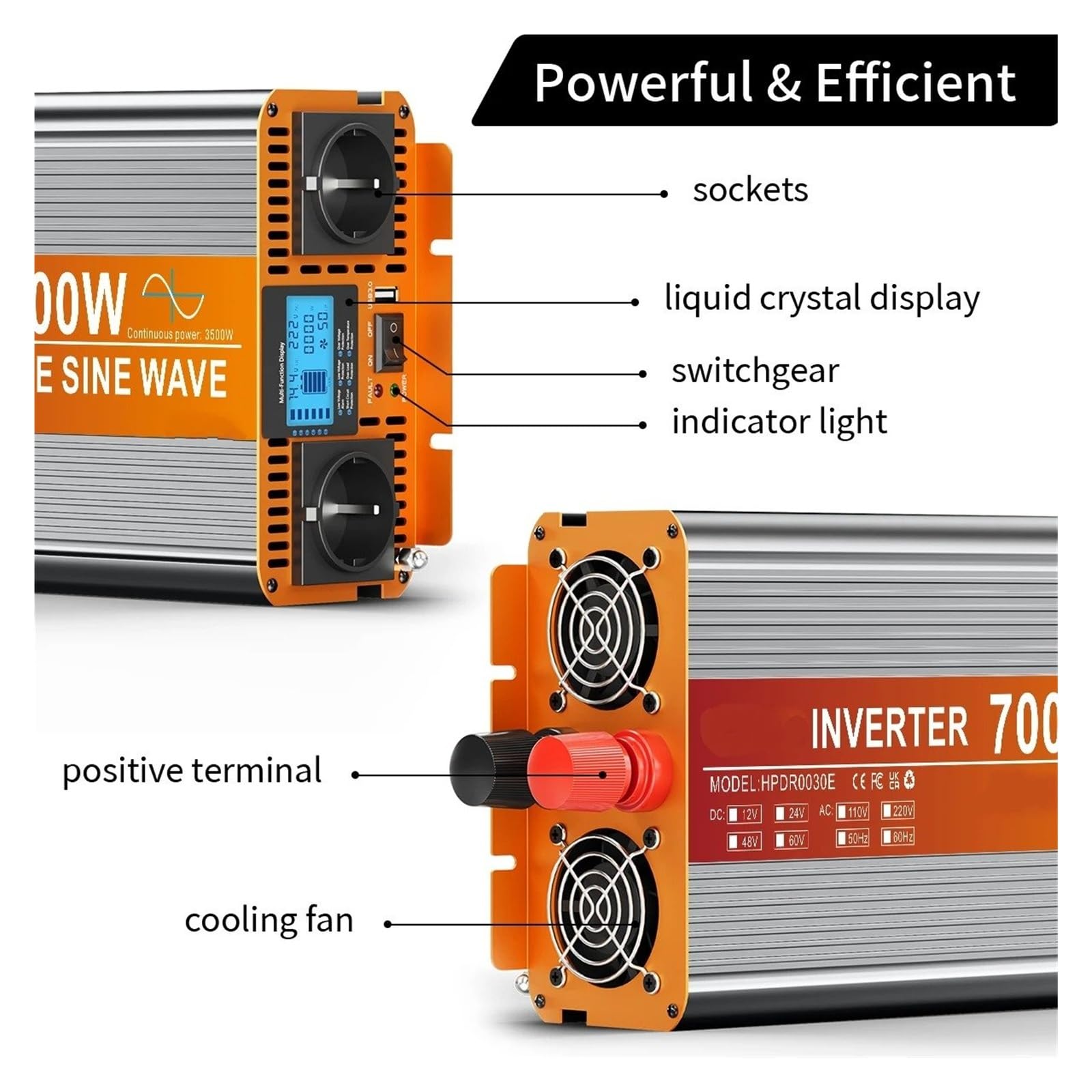 Convertidor Adaptador Inversores Solares 12v 220v Onda Sinusoidal para Pura 50hz 3000W 4000W 5000W 60000W 7000W Electrodomésticos Acampar Almacén UE inversor