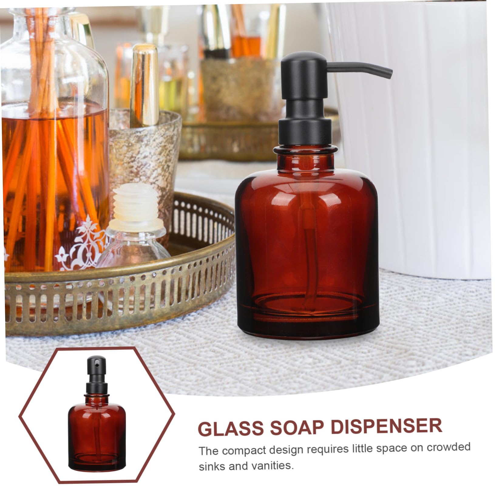 WOONEKY Bottiglia Dosatrice in Acciaio Inossidabile da 12 Once con Pompa, Dispenser per Liquido Detergente e Shampoo per Viaggio e Hotel, Design Compatto e Riutilizzabile