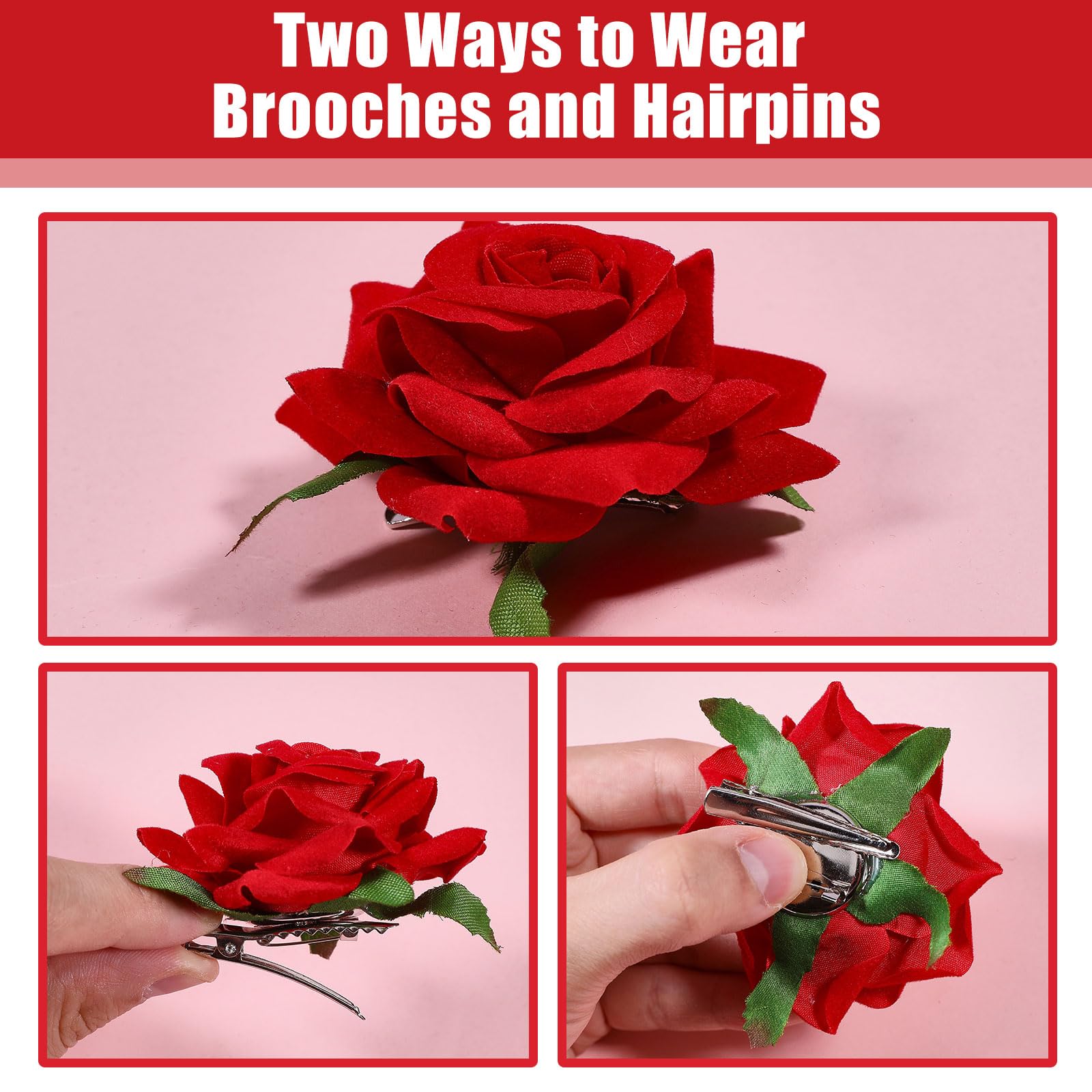 FREEBLOSS 30Pcs Rose Hair Clip Flower Hairpin Brooch Flowers Hair Clips for Decor Women Rose Brooch Pins for Wedding Party - Image 4
