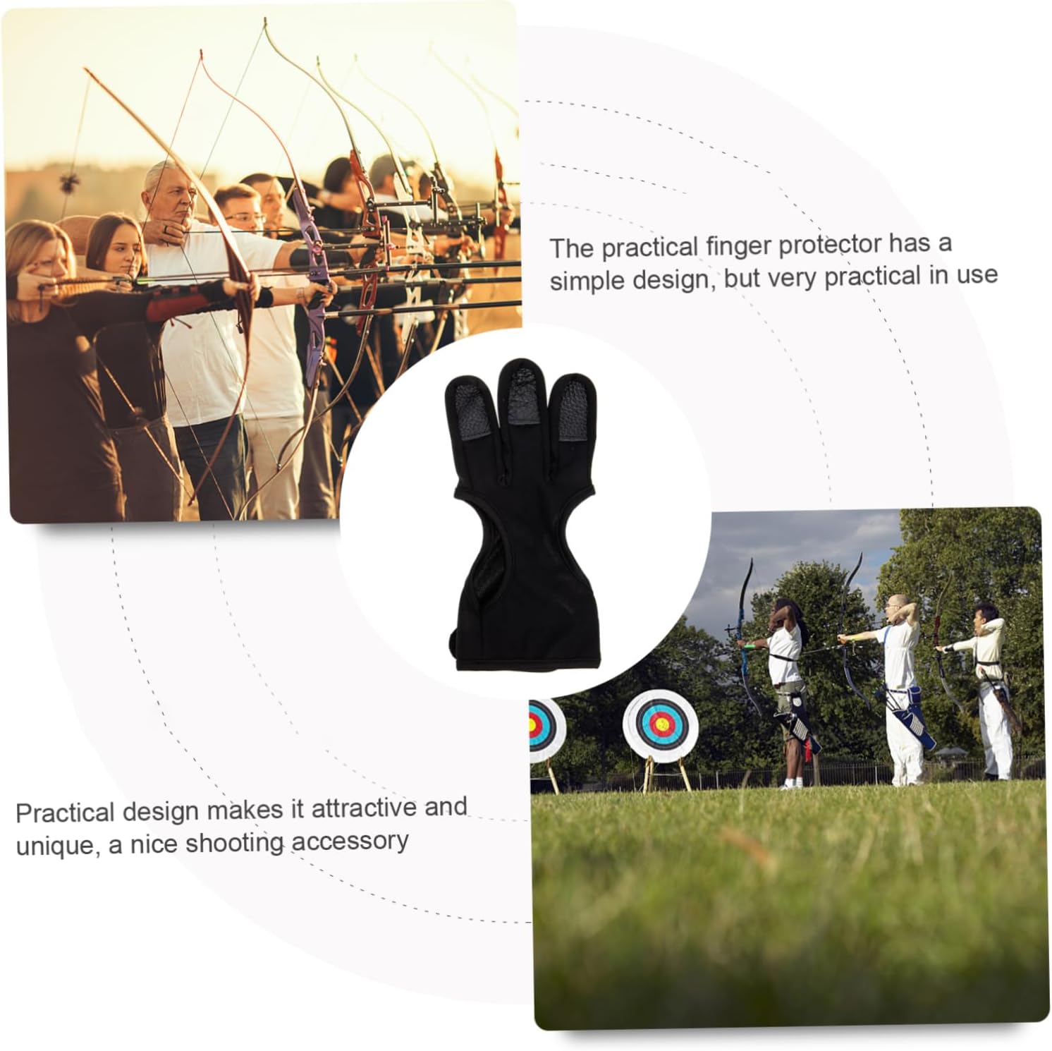 HANABASS 2pcs Archery Finger Stall Two Fingers Glove Wear-Resistant Archery Equipment Gloves