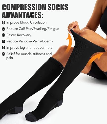 Miniatura 109 de Paquete de 3 pares de calcetines de compresión médica para mejorar la circulación de mujeres y hombres, para correr, hacer deporte y amamantar