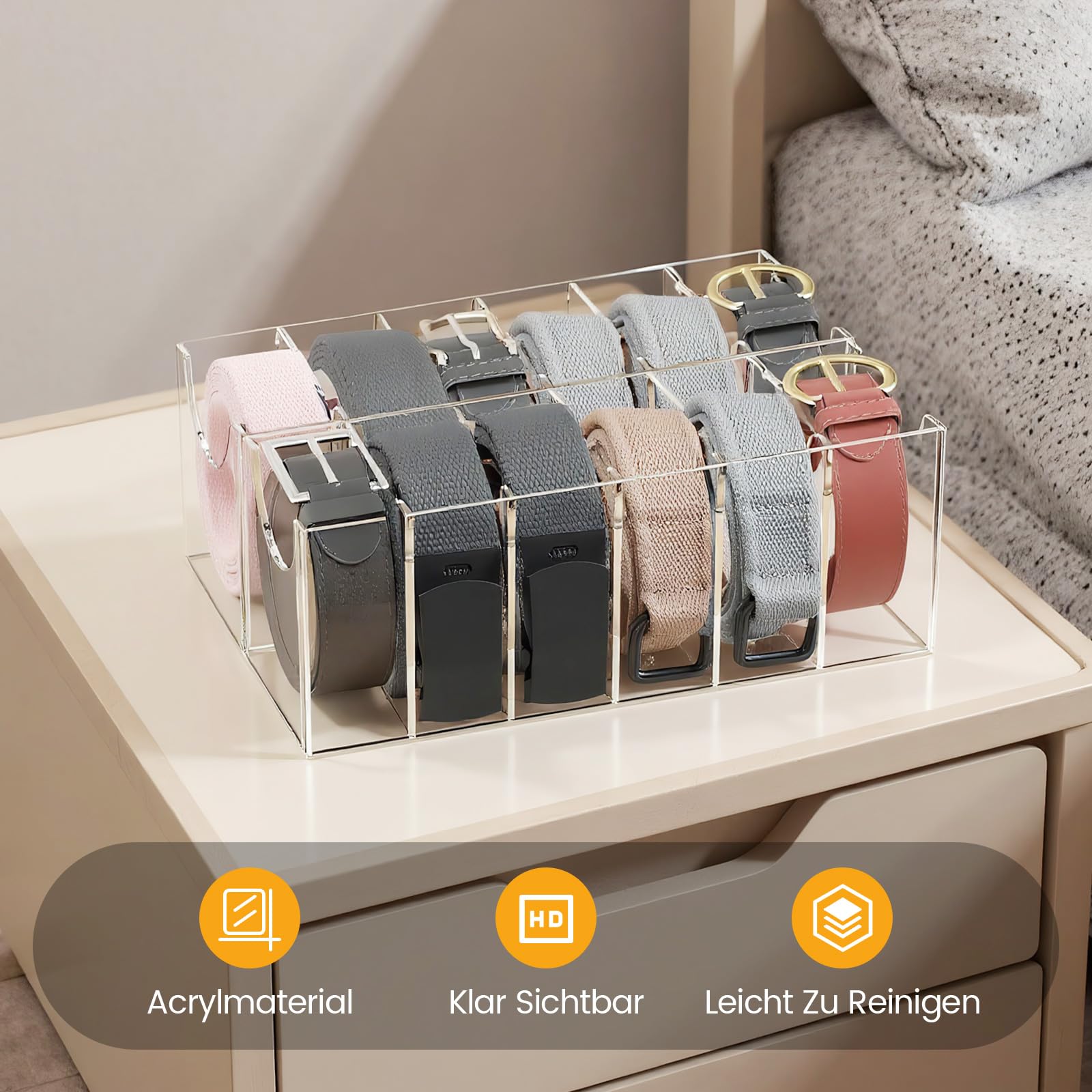 12 Gürtel Aufbewahrung, gürtel aufbewahrung für Herren, Gürtel Organizer Acryl Transparente Gürtel-Vitrine für Accessoires Krawatte Uhren zon Closet Drawer