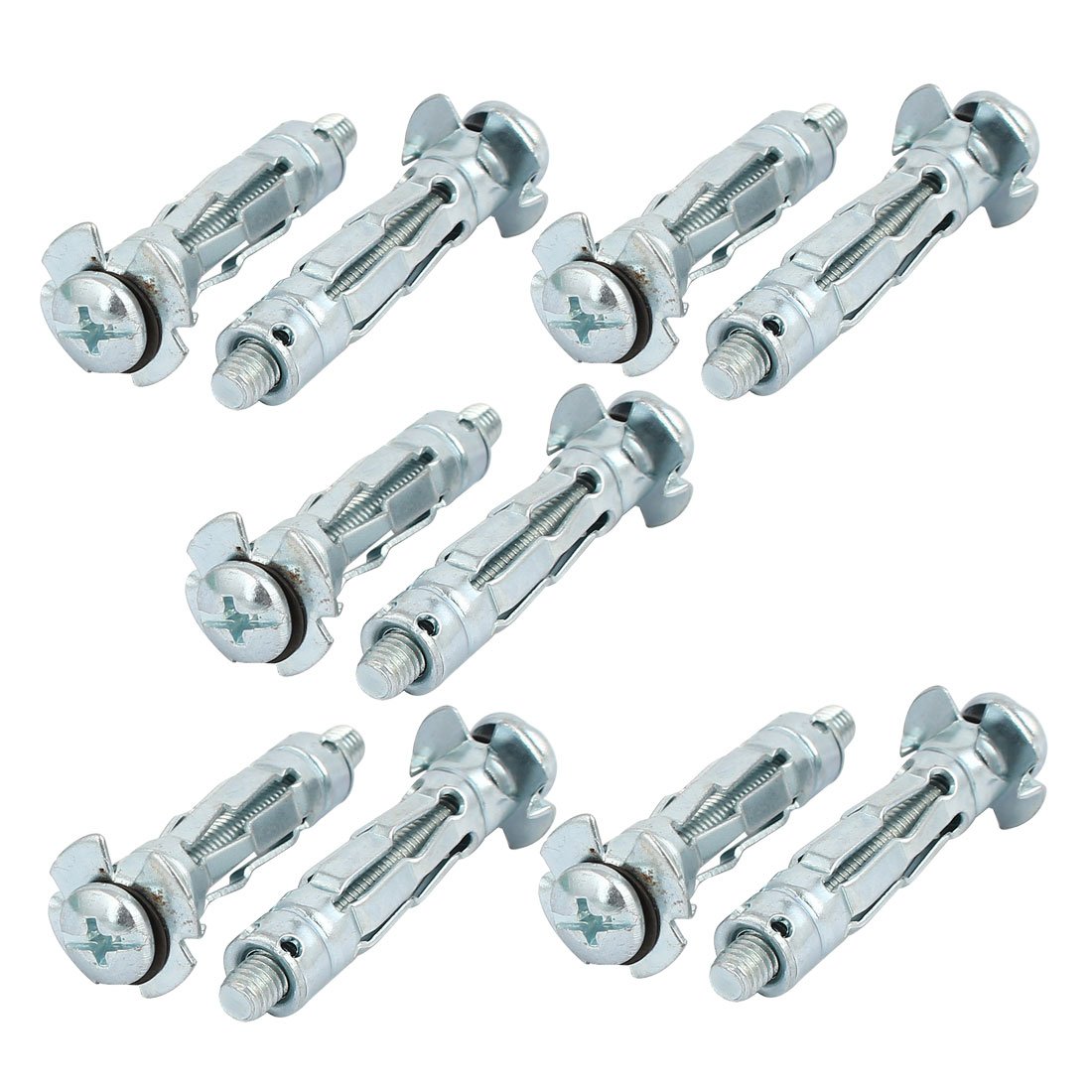 Sourcing Map Silver Tone Sourcingmap 10Pcs M5x37mm Thread Expansion Bolt Sleeve Anchor For 6Mm-13Mm Hollow Wall