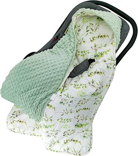 Miracle Baby Manta para asiento de automóvil, 2 en 1, manta de algodón suave para asiento de automóvil y cochecito infantil con agujeros para arnés