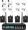 Micrófonos de solapa inalámbricos de 4 canales UHF con 4 micrófonos de solapa y 4 de diadema, receptor metálico para canto, reuniones, iglesia, bodas, eventos y TV (4 bodypack, alcance de 262 pies) 1