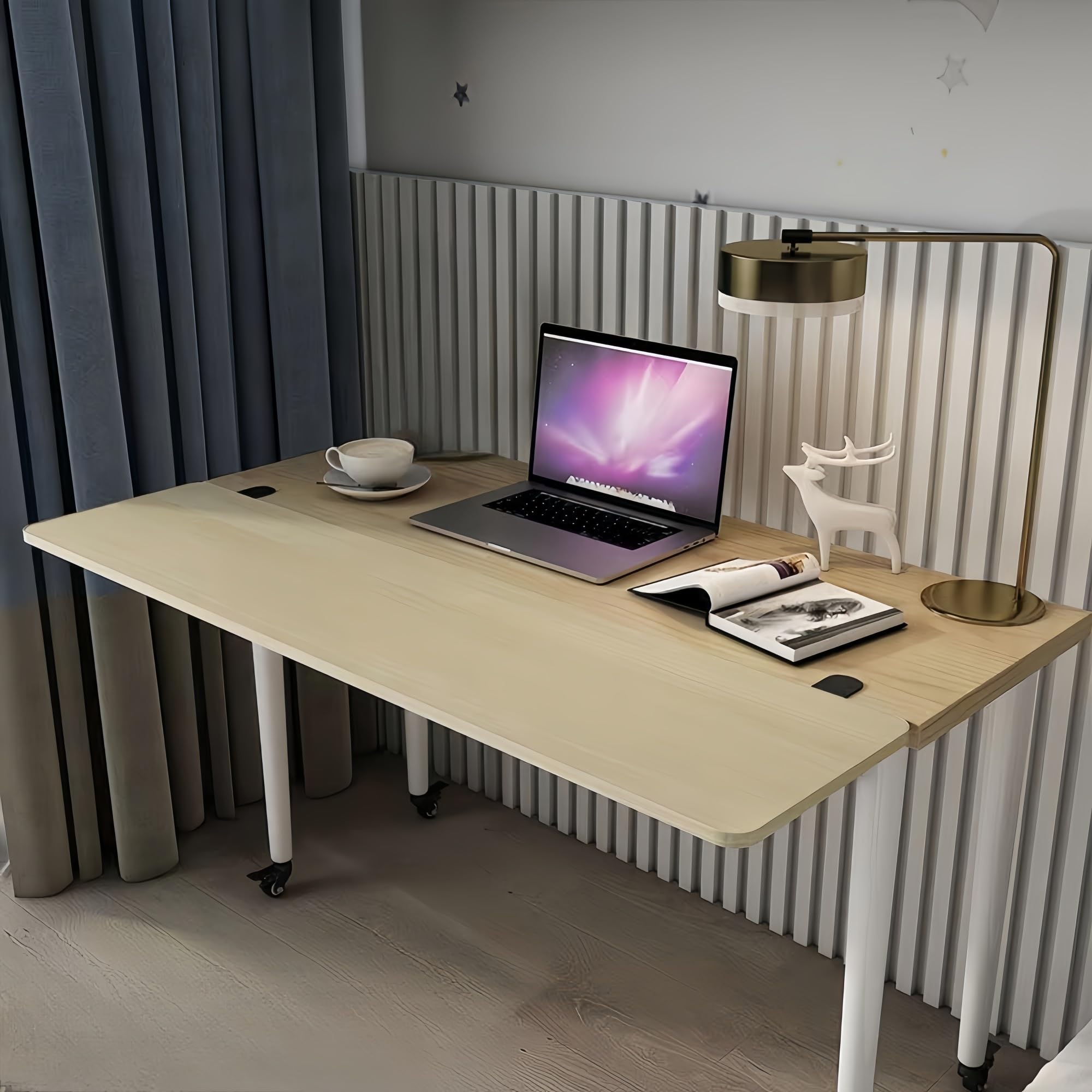 yacoxe Desk Extender Tray,40 * 20cm desktop keyboard extender, punch-free clip-on keyboard extender, foldable desktop extender, suitable for home and office(Khaki,60 * 25cm)