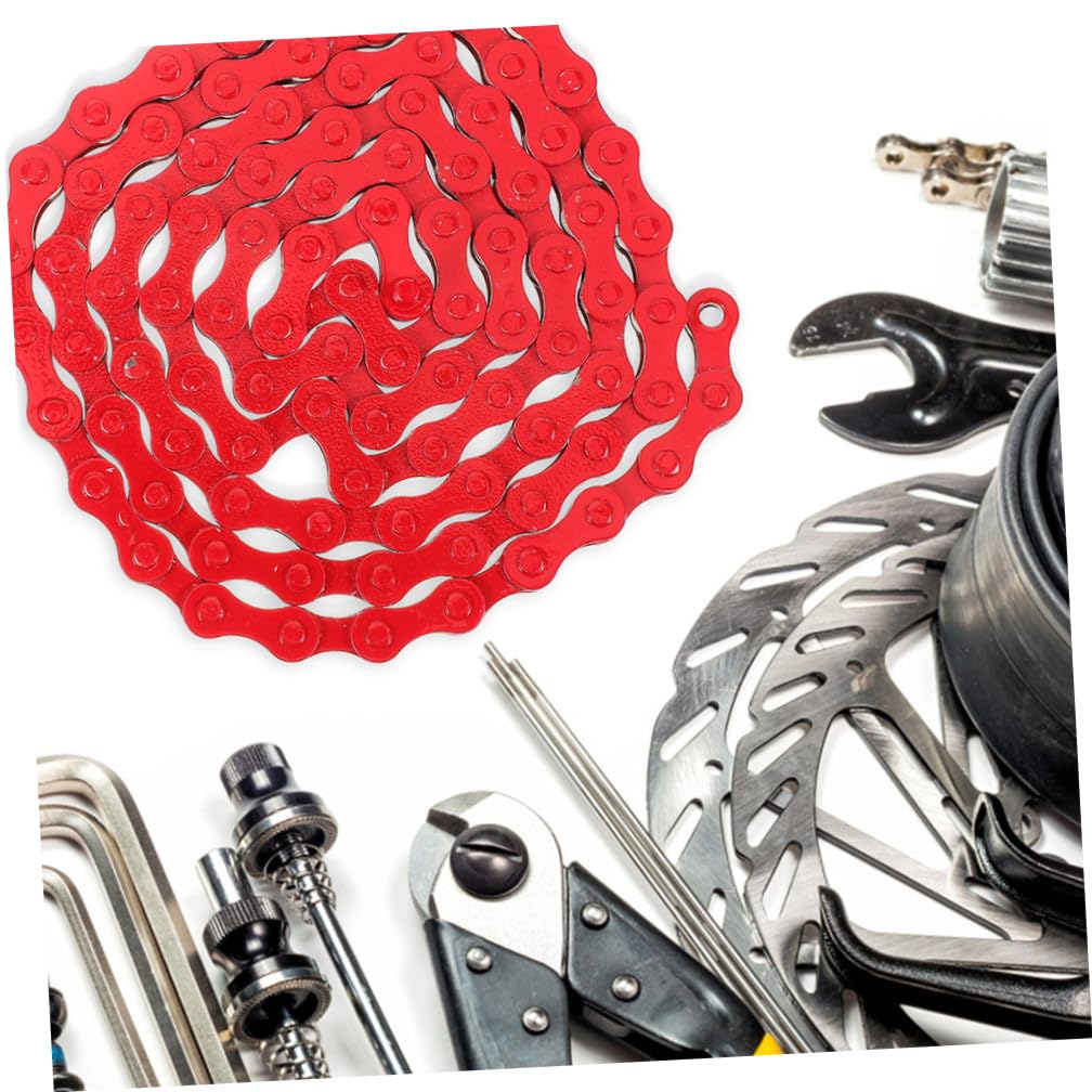 3 Stück Stahl Fahrradkette in Rot für Mountainbikes mit Einfacher Montage und Reibungsloser Schmierung als Ersatzkette für Rennrad und Fahrrad