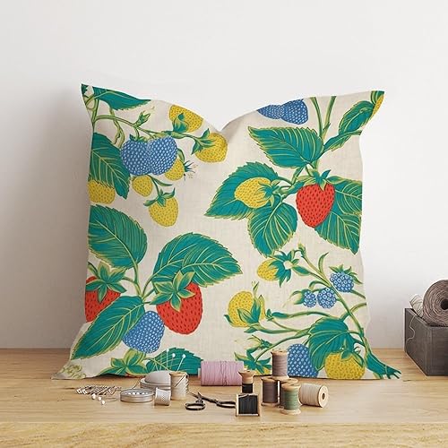 Miniatura 4 de Fundas de almohada estilo chinoiserie de verano de fresa, limón, océano, cítricos, jardín, granja, 26 x 26 pulgadas, funda de almohada asiática,