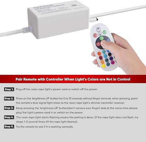 Miniatura 6 de Shine Decor Controlador con control remoto, fuente de alimentación para luces LED RGB de neón de 0.394 in de ancho x 0.787 in de alto