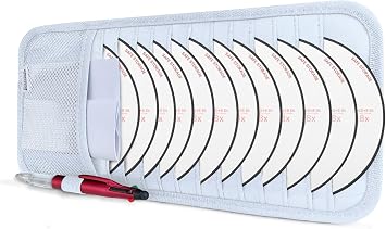 CD Case Holder for Car - Sun Visor Organizer for 12 CDs/Dvds, 1 Mesh Pocket & 1 Horizontal Pen Holder - Safe, Ergonomic Design (WHite)