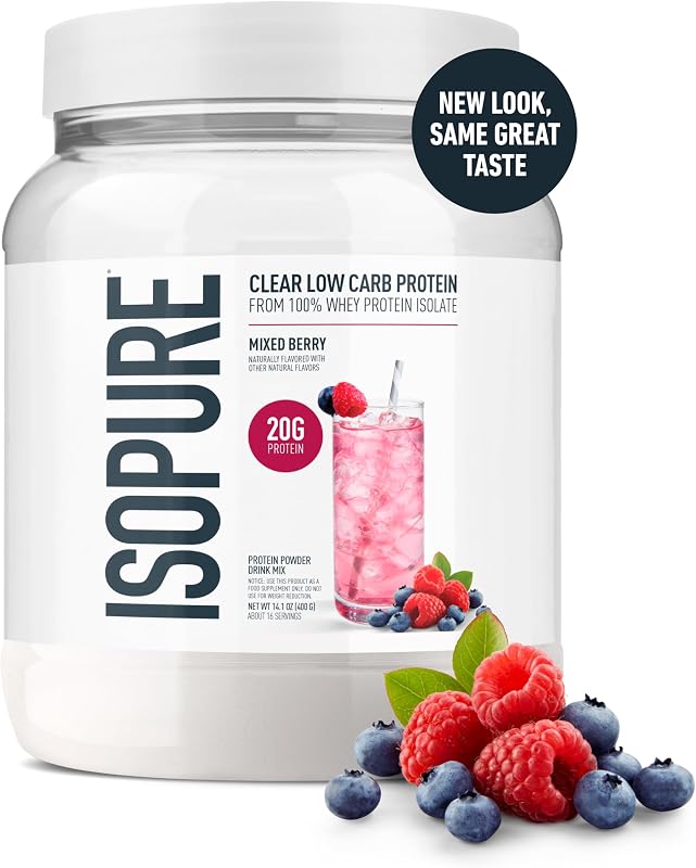 Isopure Clear Whey Isolate Protein Powder, Mixed Berry, 14 Serving image 2