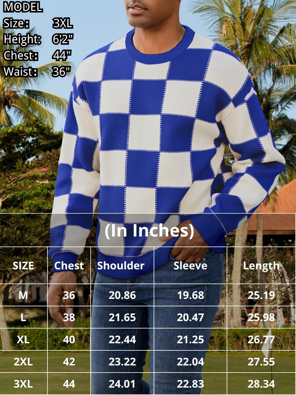 EHSUYAB Men's Fall Fashion Checkered Sweater, Crewneck Ribbed Knit Pullover Top, Casual Loose Winter Color Block Sweaters