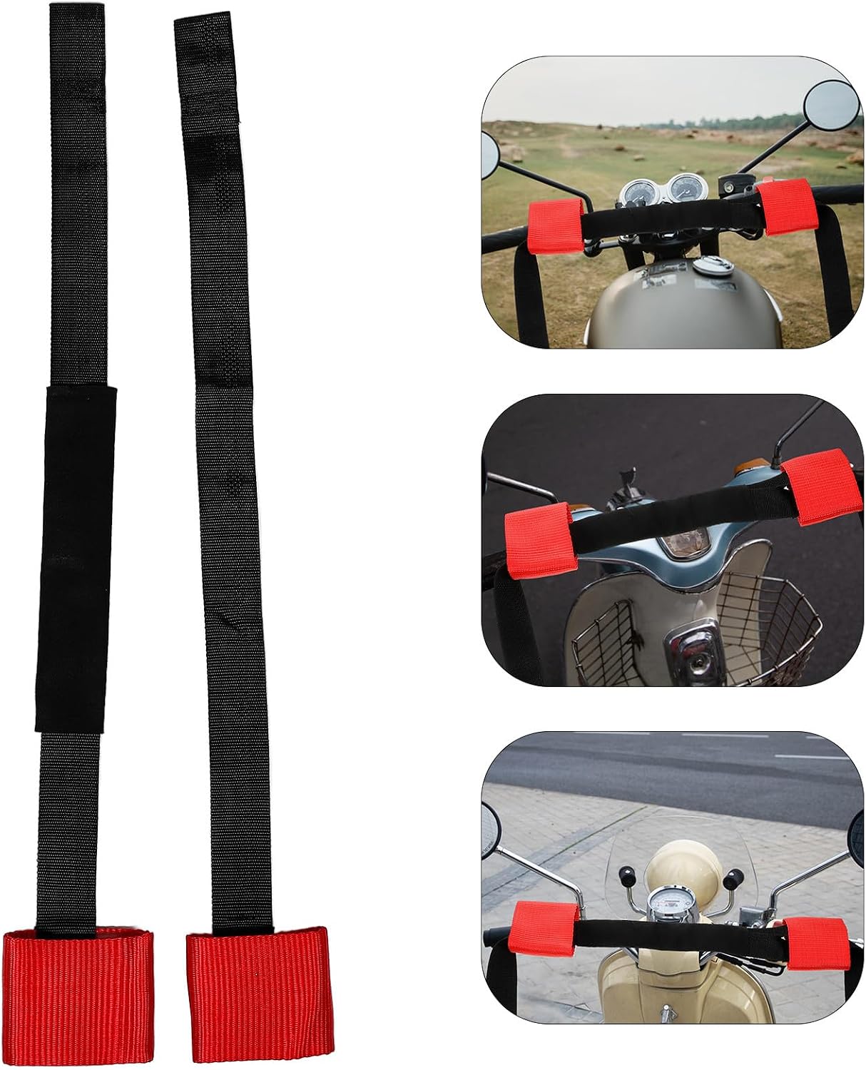 Heavy-Duty Motorcycle Tie Down Straps Nylon Handlebar Mount Strap Wide Soft Tie Down Set for Securing Heavy Cargo During Transport