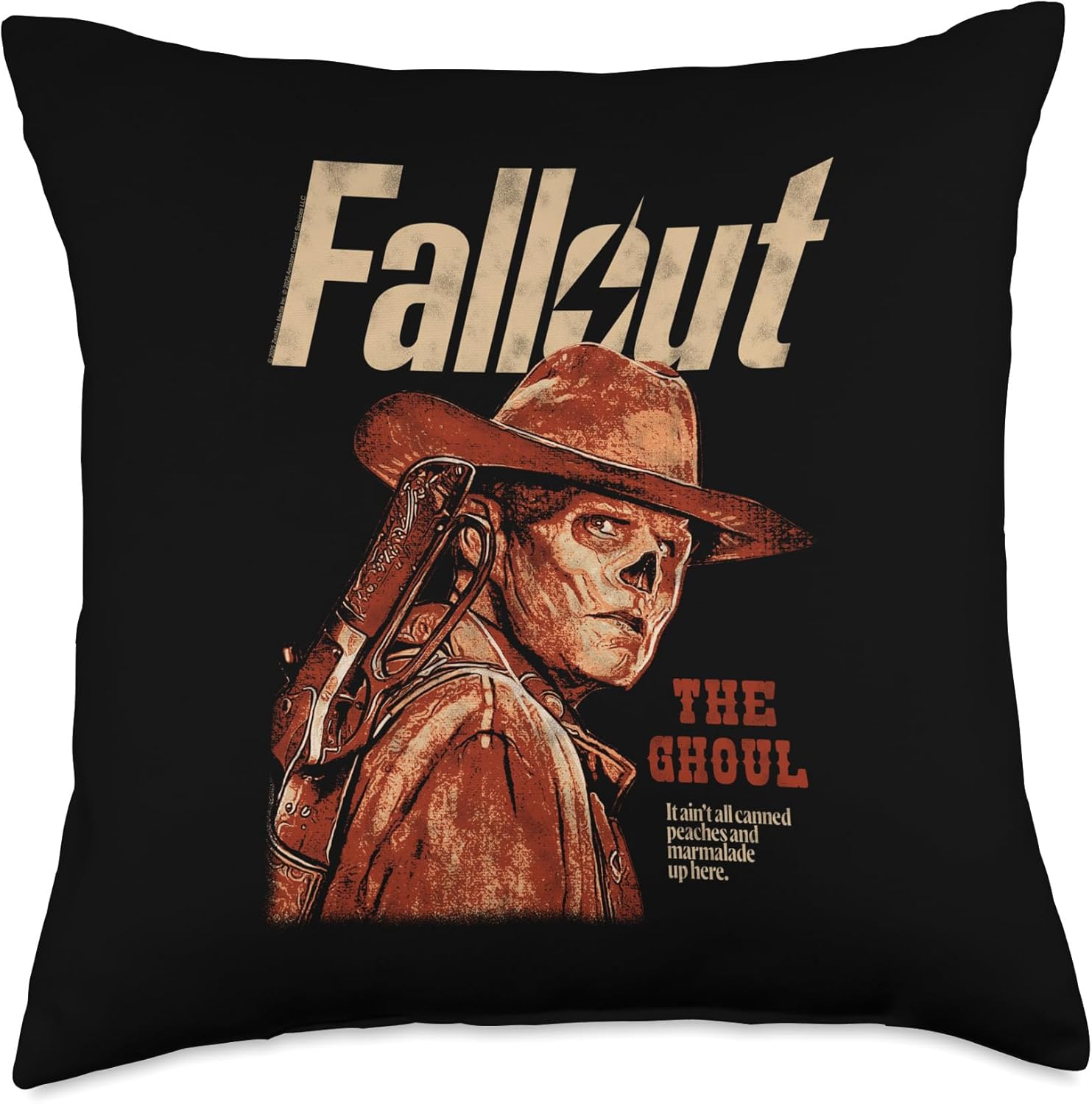 Fallout The Ghoul Silhouette Portrait TV Show Throw Pillow