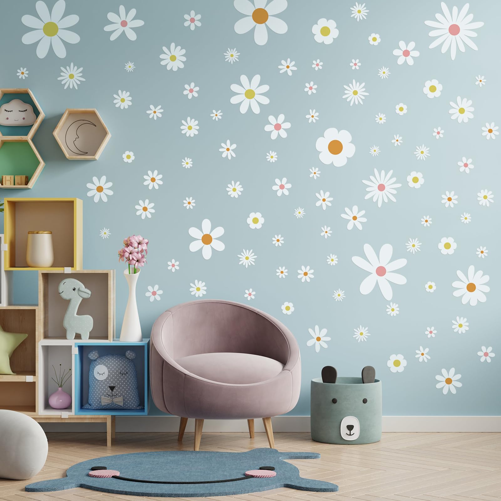 Autocollants muraux marguerites : masquez les imperfections de vos murs