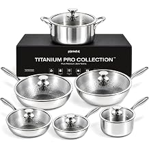 Plateful Titanium Pans for Cooking, 12pc set Titanium Cookware Set with Lid