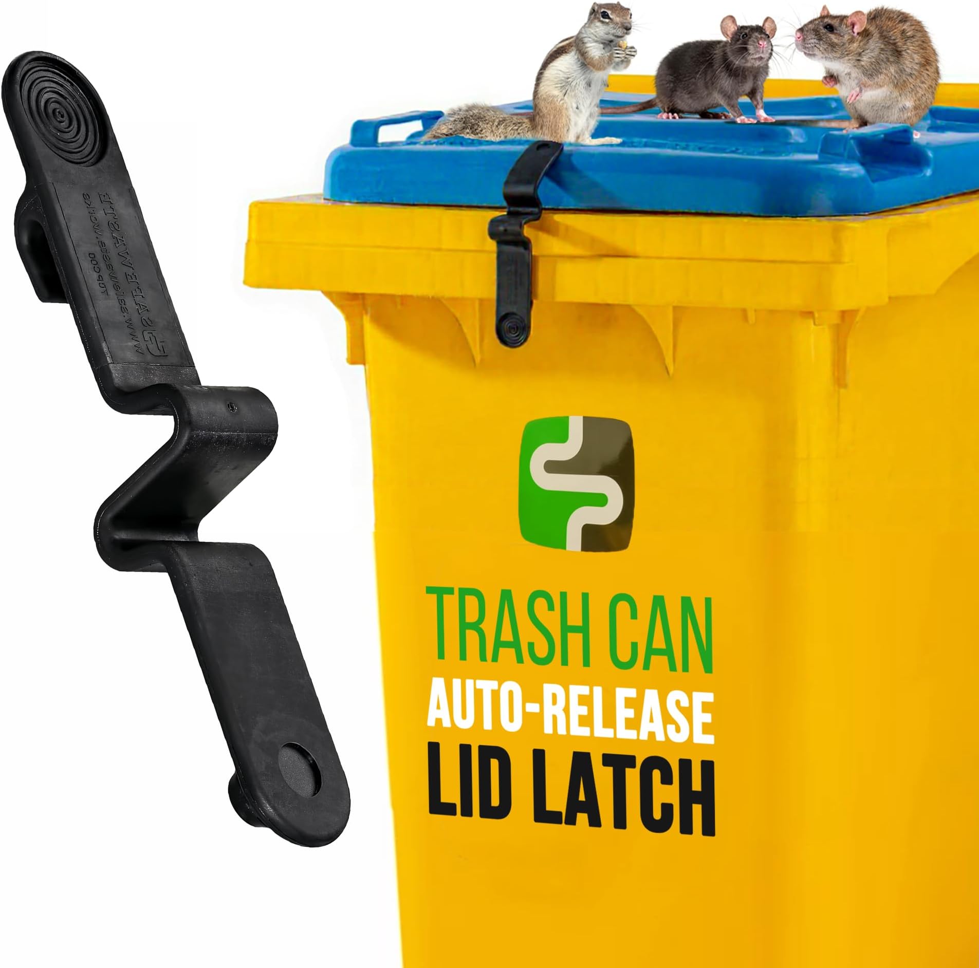 Push Clip Trash Can Locks, Easy to Install, Durable Trash Can Lock for Cart Lid Security, 28-96 Gallon Garbage Can Lock for Outdoor, Auto Release Mechanism, Wind-Resistant - 1PC Strap