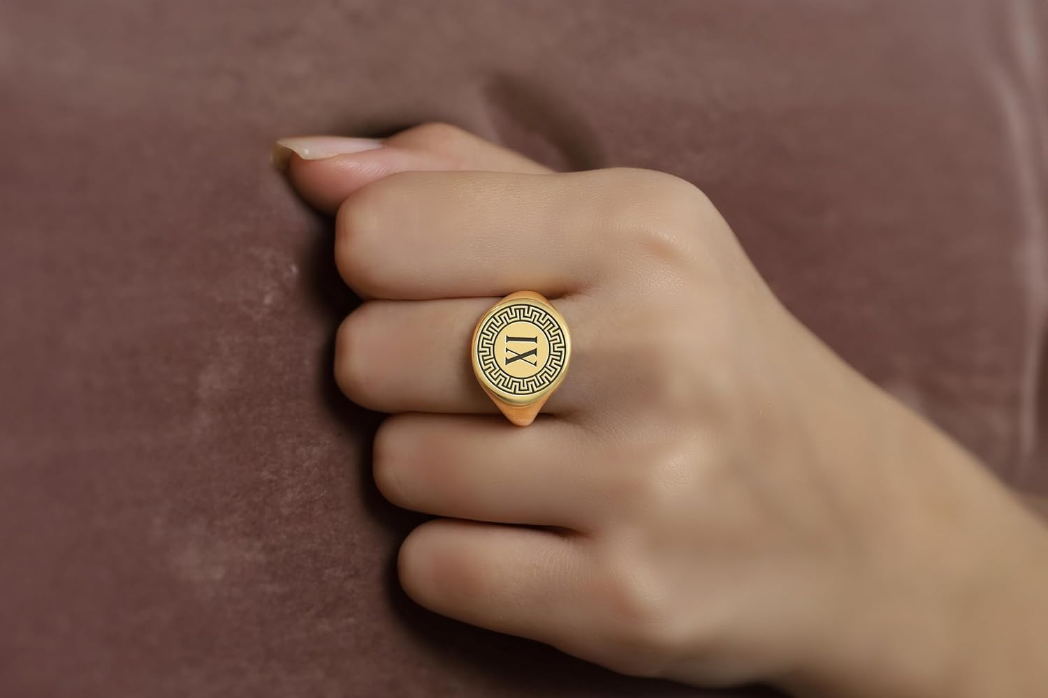 Greek Custom Signet Ring - Engraved Greek Numbers - Bold Anniversary Statement
