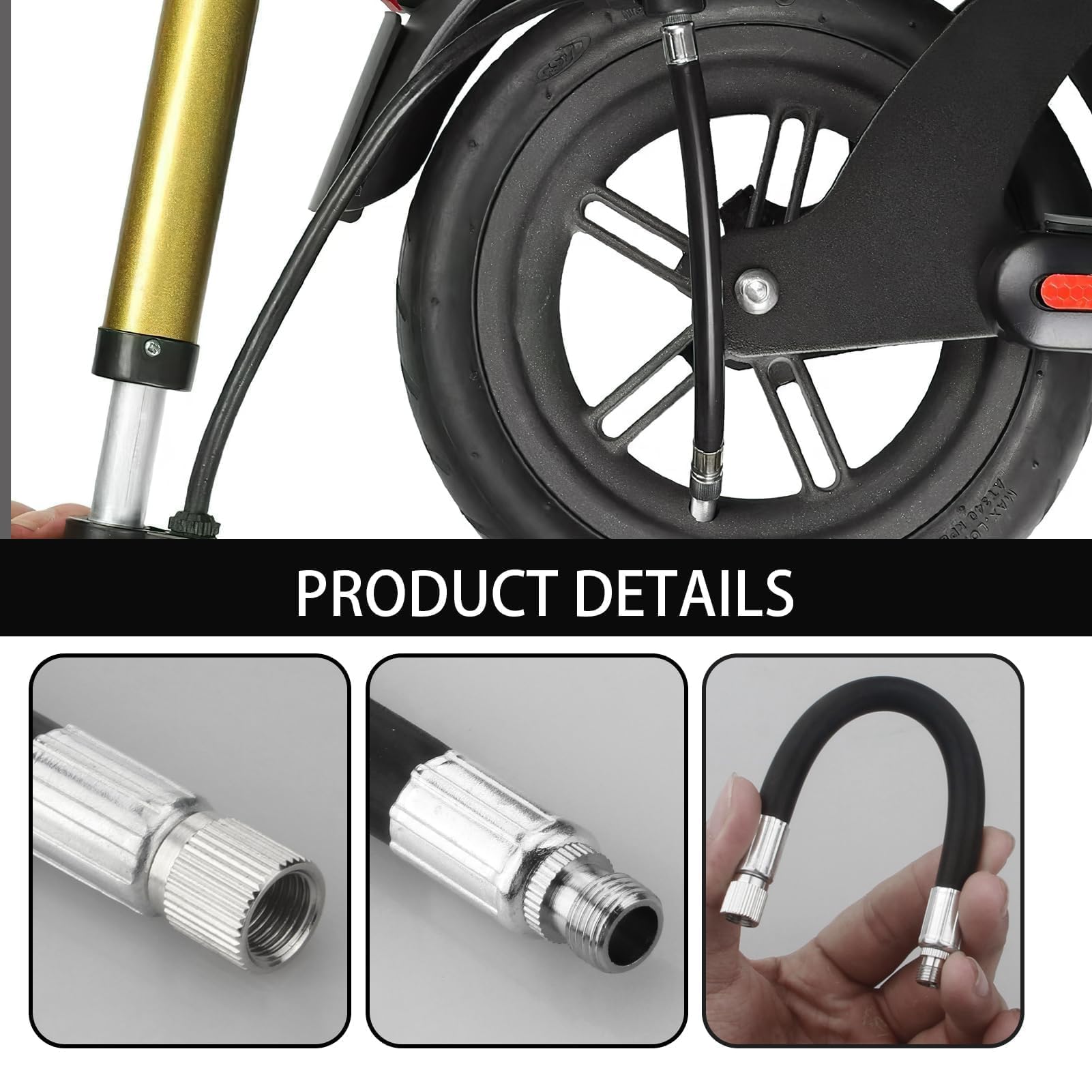 Adattatore Valvola Gonfiabile per mi M365 PRO Pro2 1S Max G30, Tubo di Prolunga in Gomma e Rame, Estensione Pneumatico per Scooter Elettrico, Moto e Bici da Strada MTB