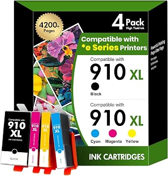Toner Bank 910XL 910 8015e Ink Cartridges Combo Pack Replacement for HP Printer 8025e 910XL/910 Black and Color Multipack for OfficeJet Pro 8015e 8025e 8020 8028e 8035e 8020e 8034e 8028 8025 8010