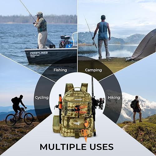 Miniatura 9 de KastKing BaitSpace - Mochila para aparejos de pesca de 50 litros con carpeta de cebo extraíble y 4 cajas de aparejos, soportes para cañas de