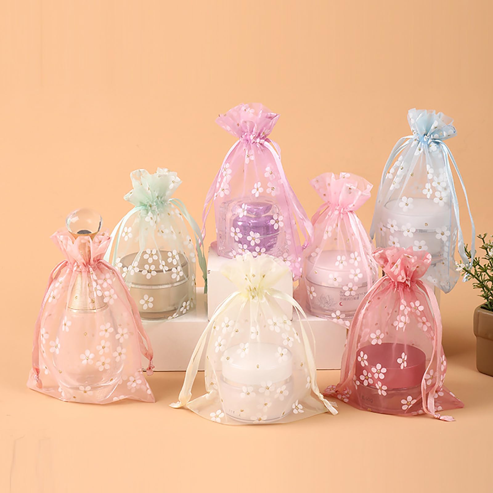 Amazon | オーガンジー巾着袋 花柄 かわいい ラッピング用品 袋