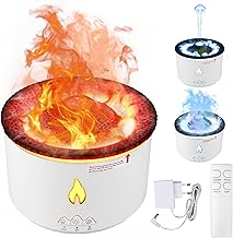 Flame Aroma Diffuser: 300ml Ultrasonic Humidifier, 2 Modes Mist and Flame, Essential Oil Diffuser with Night Light, Aromatherapy Gift for Home, Bedroom