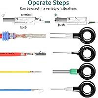 Vista 6 de Kit de herramientas de extracción de terminales, kit extractor de terminales de 140 piezas para automóvil, conector de cable, juego de herramientas