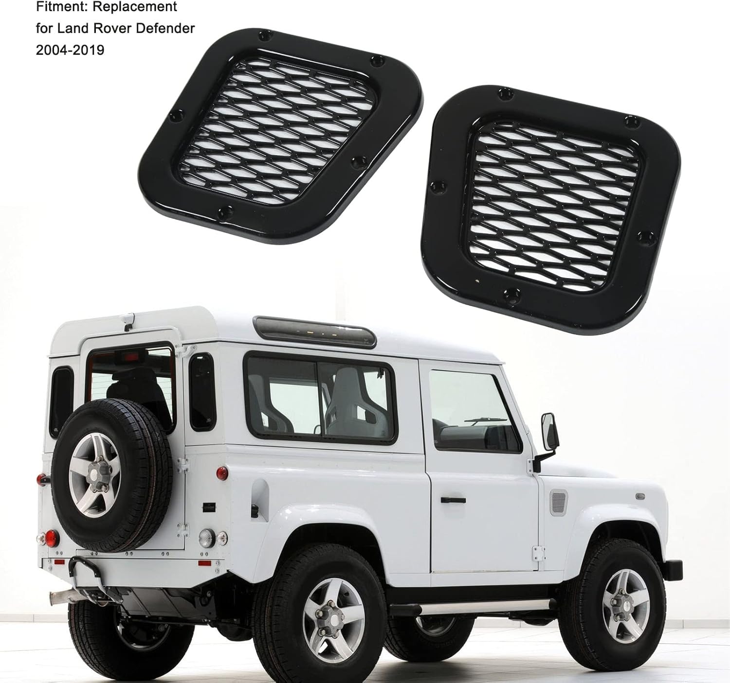 Vent Air Intake Qiilu Front Side Air Intake Vent Grille Cover Decoration Glossy Black Replacement for Defender 2004‑2019